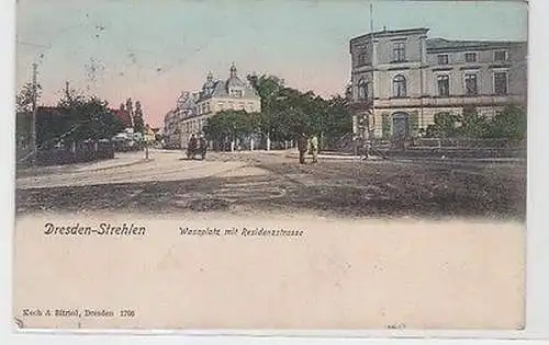 60702 Ak Dresden Strehlen Wasaplatz mit Residenzstrasse 1907