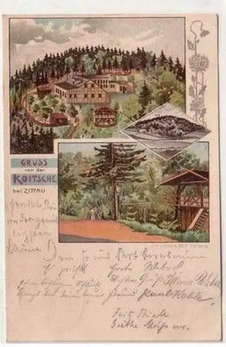 58861 Mehrbild Ak Lithographie Gruß von der Koitsche bei Zittau 1902