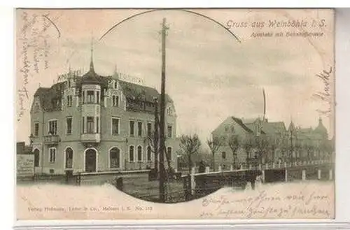 60529 Ak Gruß aus Weinböhla Apotheke mit Bahnhofstraße 1900