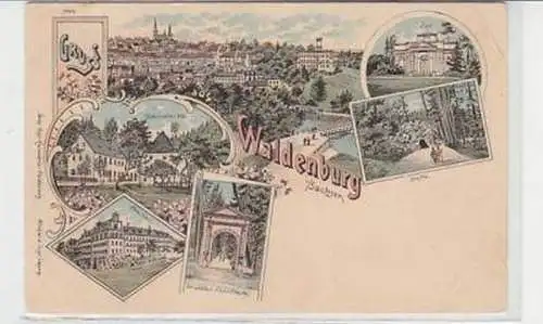 37119 Ak Lithographie Gruß aus Waldenburg in Sa. um 1900