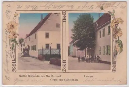 98616 Mehrbild Ak Gruß aus Greitschütz Gasthof und Rittergut 1915