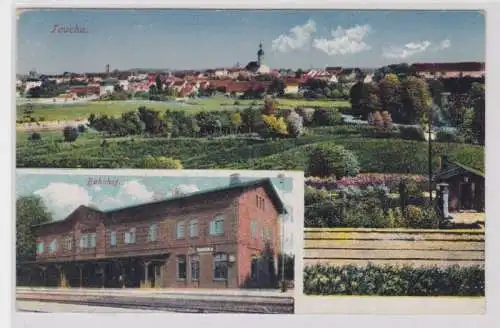 98599 Mehrbild Ak Taucha Totalansicht und Bahnhof um 1920