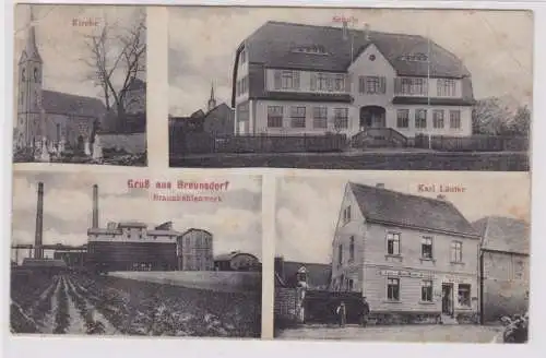 95567 Mehrbild Ak Gruß aus Breunsdorf Braunkohlenwerk, Schule usw. 1914