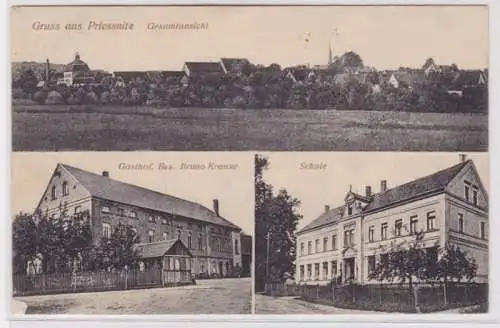 95110 Mehrbild Ak Gruß aus Priessnitz Gasthof, Schule usw. 1924