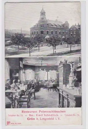 93752 Mehrbild Ak Grün bei Lengenfeld Restaurant Polenzschlösschen 1906