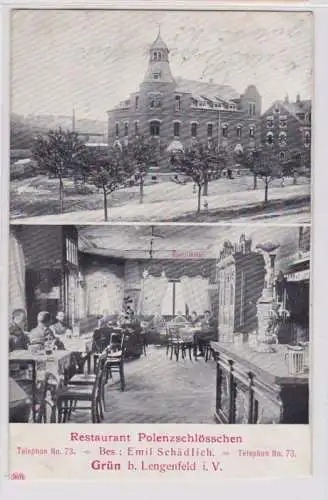 93997 Mehrbild Ak Grün bei Lengenfeld Restaurant Polenzschlösschen 1907