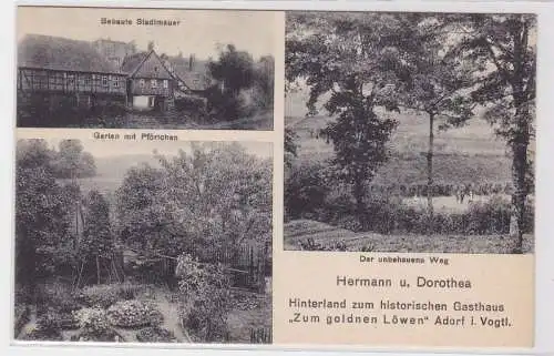 93489 Mehrbild Ak Adorf im Vogtland Gasthaus 'Zum goldnen Löwen' um 1910