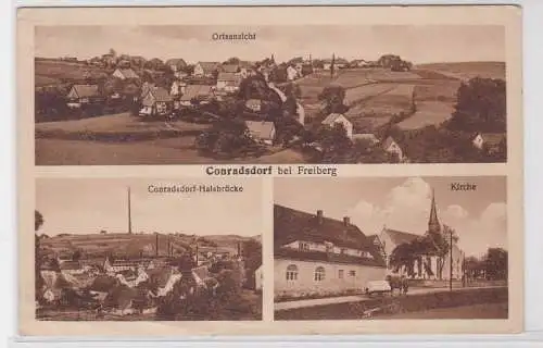 93411 AK Conradsdorf bei Freiberg - Ortsansicht, Kirche, Conradsdorf-Halsbrücke