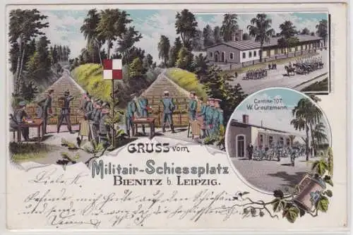 87718 Ak Lithographie Gruß vom Militär-Schießplatz Bienitz bei Leipzig 1901