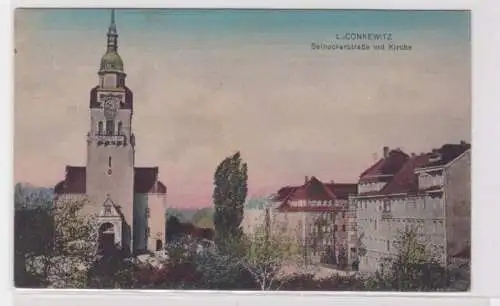 81347 Ak Leipzig Connewitz Selneckerstrasse mit Kirche 1921