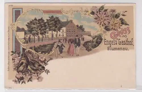 86898 Ak Lithographie Gruß aus Blumenau Engels Gasthof um 1900