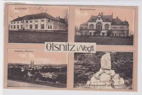 82293 Mehrbild Ak Ölsnitz im Vogtland Koch-Halle, Schützenhaus usw. 1922