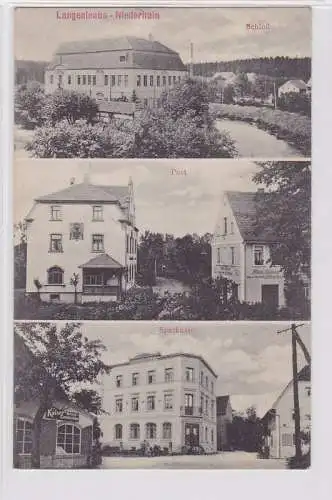 81929 Mehrbild Ak Langenleuba Niederhain Schloß, Post, Sparkasse 1911