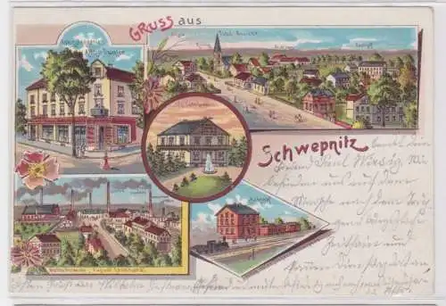 76115 Ak Lithographie Gruss aus Schwepnitz in Sachsen 1903