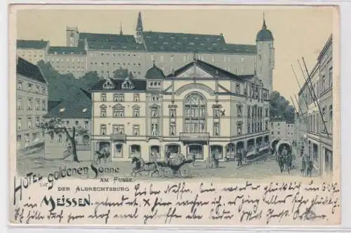 71289 Ak Hotel zur goldenen Sonne am Fusse der Albrechtsburg Meissen 1917