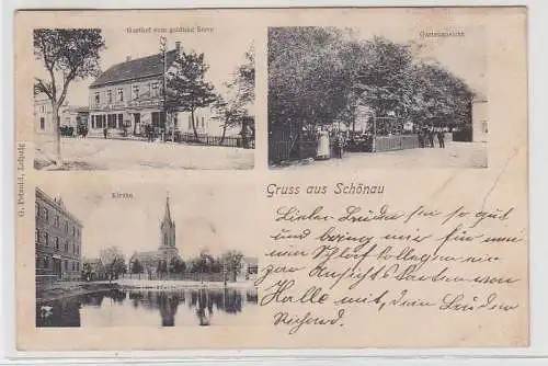 70021 Mehrbild Ak Gruß aus Schönau Gasthofzum goldenen Stern, Kirche 1906