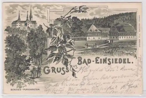 69253 Ak Gruß aus Bad Einsiedel Schloß Purschenstein 1901