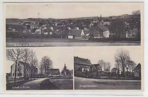 69341 Mehrbild Ak Gruß aus Mittelsaida Schule, Kirche, Kriegerdenkmal 1939