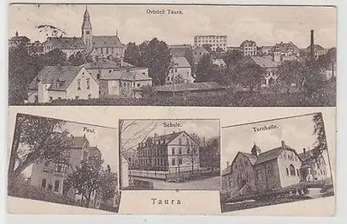 67019 Mehrbild Ak Taura Post, Schule, Turnhalle, Ortsteil 1916