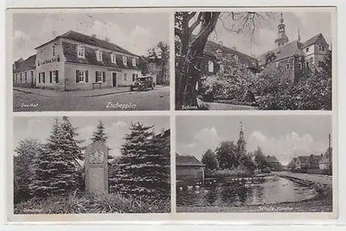 67627 Mehrbild Ak Zschepplin Gasthof, Denkmal, Schloß, Schule, Kirche 1937