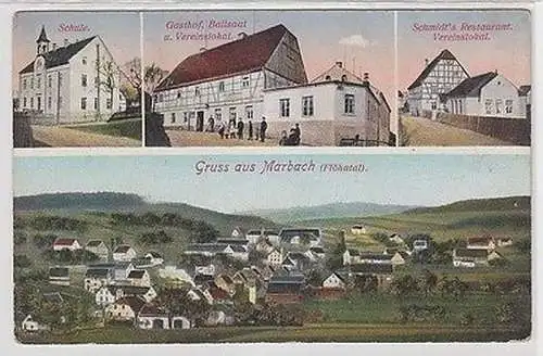 39710 Mehrbild Ak Gruß aus Marbach (Flöhatal) Schule Gasthof usw. 1917