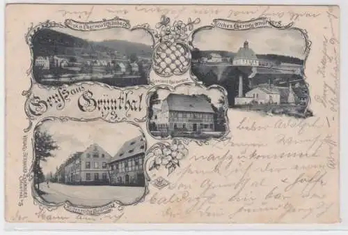 43986 Mehrbild Ak Gruß aus Grünthal in Sachsen Restaurant usw. 1899