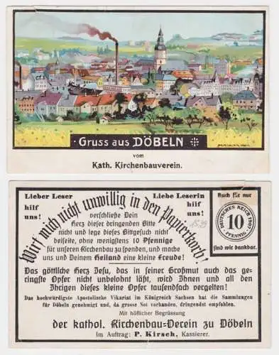 26822 Reklame ASk Gruß aus Döbeln vom katholischen Kirchenbauverein 1907