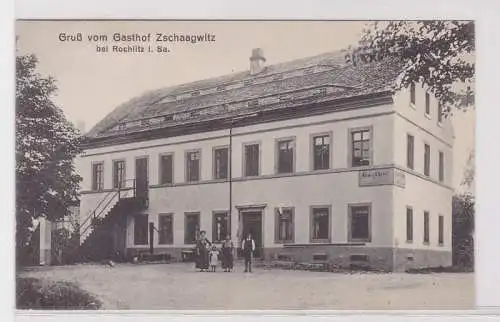 38309 Ak Gruß aus vom Gasthof Zschaagwitz bei Rochlitz um 1910