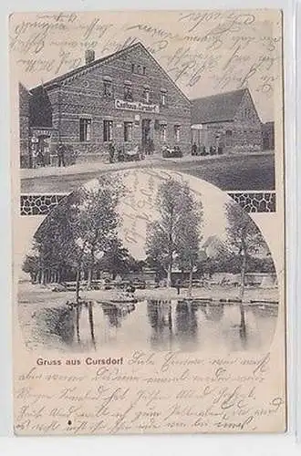 62247 Mehrbild Ak Gruß aus Cursdorf Gasthaus und Teich 1909