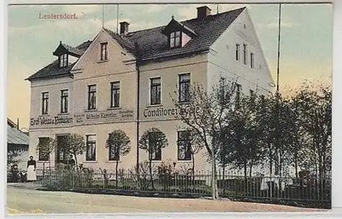 62862 AK Leutersdorf Conditorei & Café, Brot-Weiss & Feinbäckerei 1916