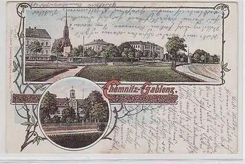 62636 Ak Lithographie Chemnitz Gablenz1909