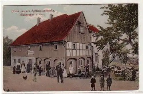 61361 Ak Gruß aus der Äpfelweinschenke Eichgraben bei Zittau 1910