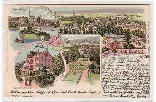 61279 Ak Lithografie Gruss aus Bad Elster Schloss Miramar usw. 1903