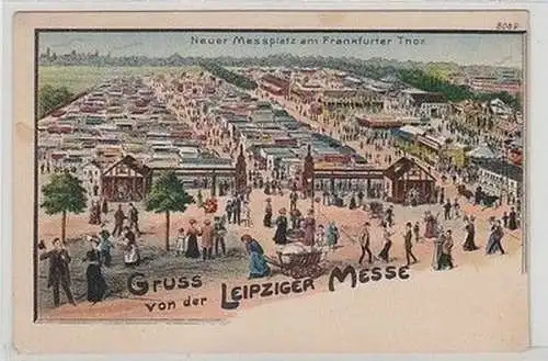 59255 Ak Lithographie Gruß von der Leipziger Messe um 1900