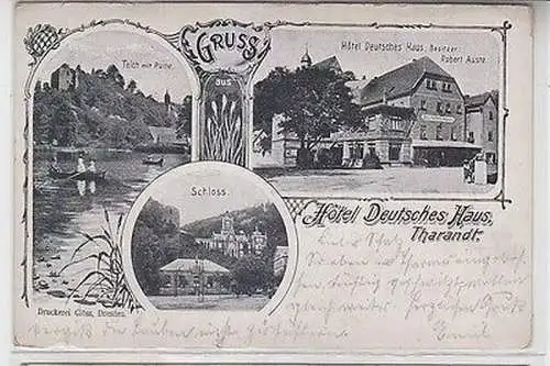 06971 Ak Lithografie Gruss aus Hotel Deutsches Haus Tharandt 1901