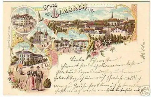 14018 Ak Lithographie Gruß aus Limbach in Sa. um 1900