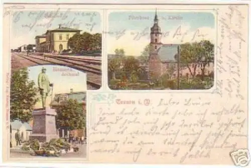 14081 Mehrbild Ak Treuen i.V. Bahnhof usw. 1904