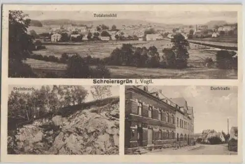 92278 Mehrbild Ak Schreiersgrün im Vogtland Steinbruch, Dorfstraße 1929