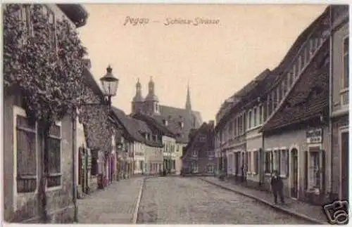 04248 Ak Pegau Schloss Strasse um 1920