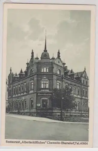 90695 AK Restaurant 'Albertschlößchen' Chemnitz-Ebersdorf, Frontansicht um 1920