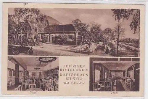 87418 Mehrbild Ak Leipziger Rodelbahn mit Kaffeehaus a.d. Bienitz (Leipzig) 1931