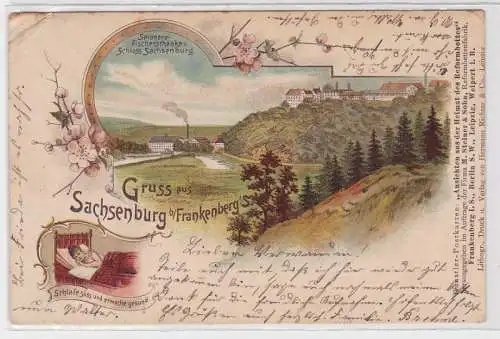 89173 Ak Lithographie Gruß aus Sachsenburg bei Frankenberg 1916