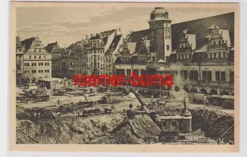 87287 Ak Leipzig Bau der Untergrundmeßhalle Markt 16. Juni 1924