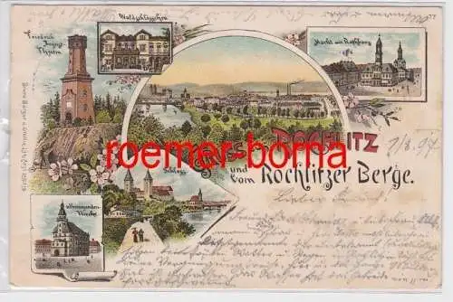 85443 Ak Lithographie Gruß aus Rochlitz und vom Rochlitzer Berge 1897