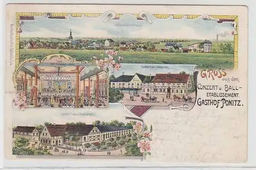 69323 Ak Lithographie Gruß aus dem Etablissement Gasthof Ponitz 1904