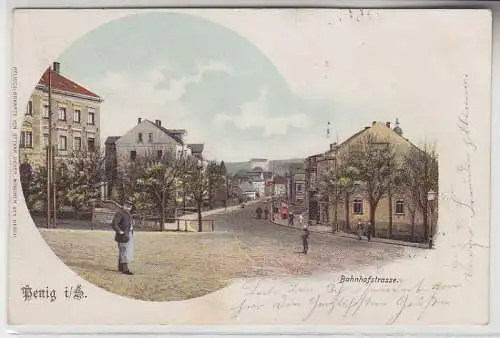 71205 Ak Penig in Sachsen Bahnhofstrasse 1902