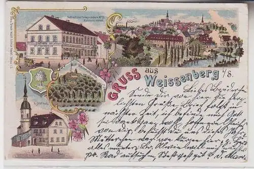 69190 Ak Lithographie Gruß aus Weissenberg in Sachsen 1899