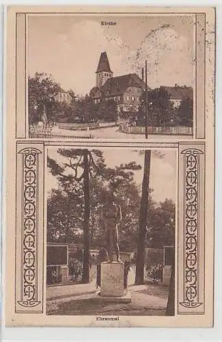 68476 Mehrbild Ak Oberlungwitz Kirche und Ehrenmal 1929