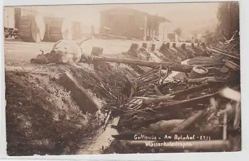 69036 Foto Ak Gottleuba Hochwasserkatastrophe am Bahnhof 8.7.1927