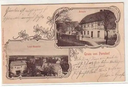 61448 Mehrbild Ak Gruß aus Porsdorf Schule und Totalansicht 1905